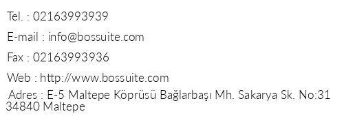 Bossuite Hotel Maltepe telefon numaralar, faks, e-mail, posta adresi ve iletiim bilgileri